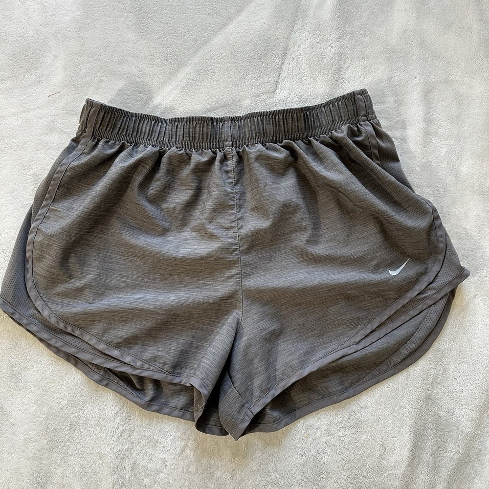 Nike Women's Dri-Fit Gray Lined Drawstring Athletic Running Shorts Size Large